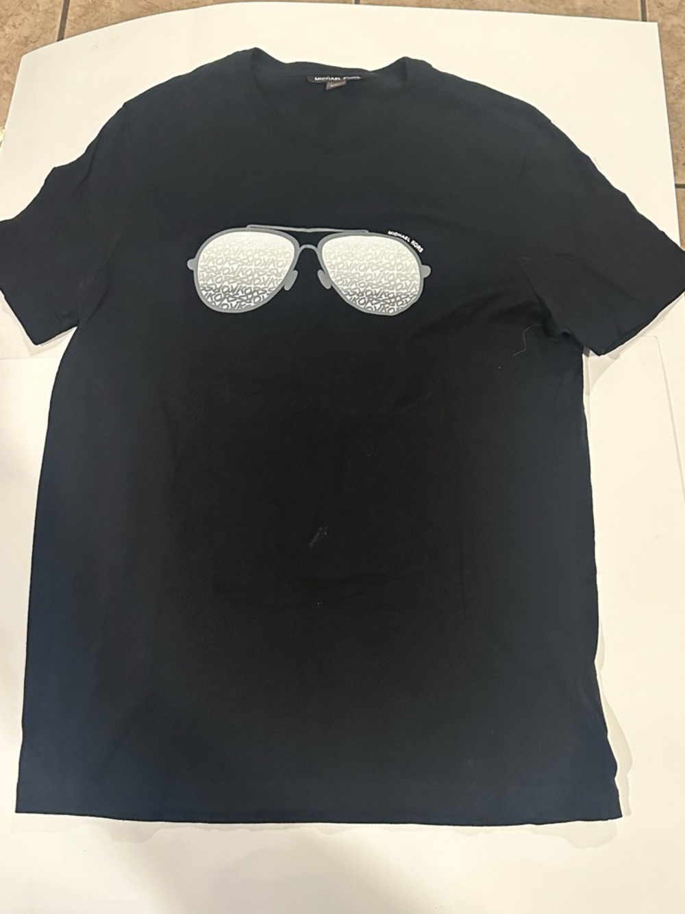 Michael Kors Black Tee with Mirrored Sunglass Graphic